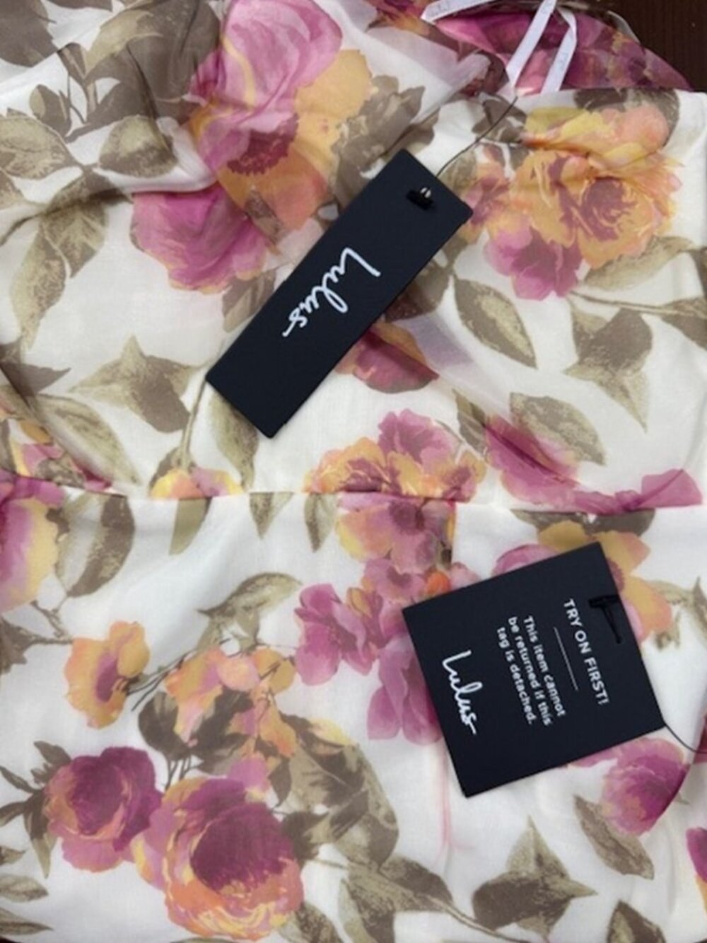 NWT Lulus Fleur of Dreams Ivory and Pink Floral Print Organza Maxi Dress size S - Picture 12 of 14